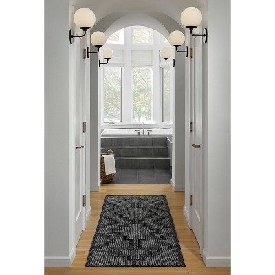 Charcoal Geometric Synthetic 4' x 6' Indoor/Outdoor Rug