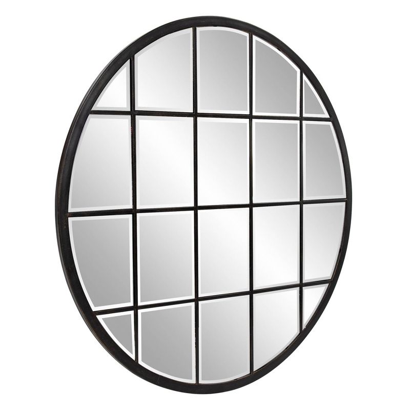Howard Elliott 36&#34;x36&#39; Round Wall Mirror with Metal Windowpane Frame, 3 of 7