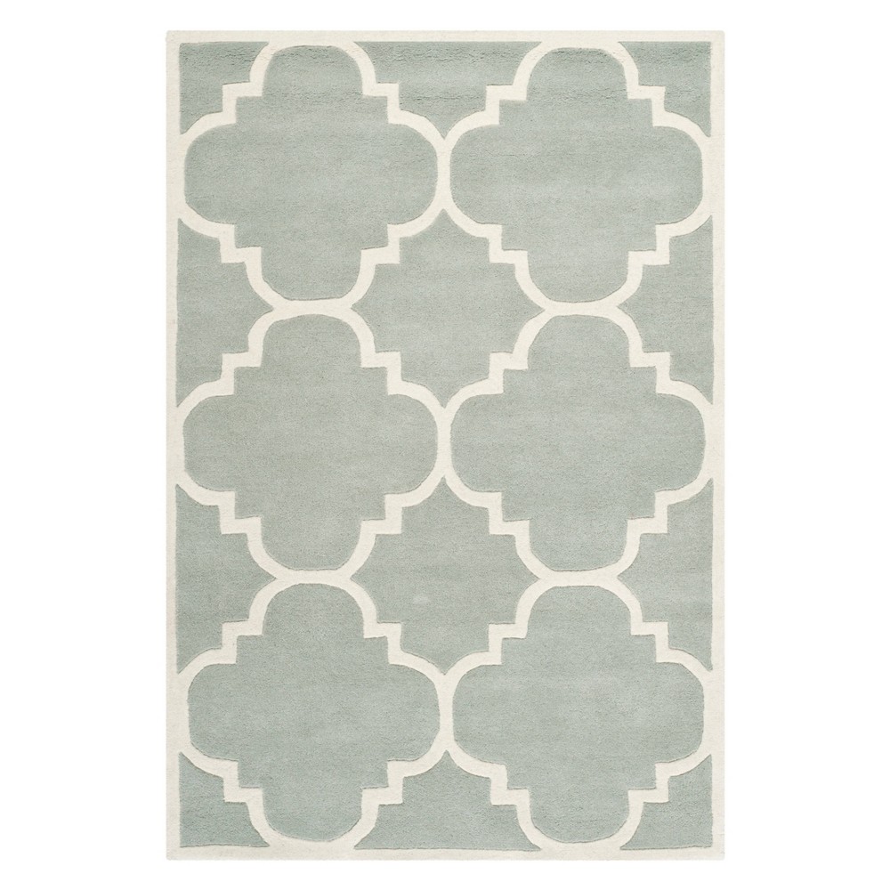 4'x6' Penny Quatrefoil Design Tufted Accent Rug Gray/Ivory - Safavieh