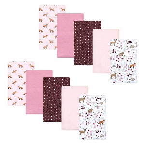 Hudson Baby Infant Girls Cotton Flannel Burp Cloths, Woodland Floral, One Size - 1 of 4