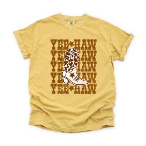 Simply Sage Market Women's Yeehaw Boot Short Sleeve Garment Dyed Tee - 1 of 3