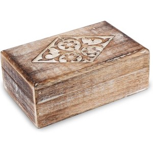 Hand Carved Wooden Keepsake Box, Elegant Vintage Memory Storage Box for Jewelry and Valuables, Gift for All Occasions - 1 of 4