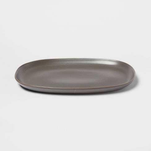 15" x 10" Stoneware Tilley Serving Platter Dark Gray - Threshold™ - image 1 of 3