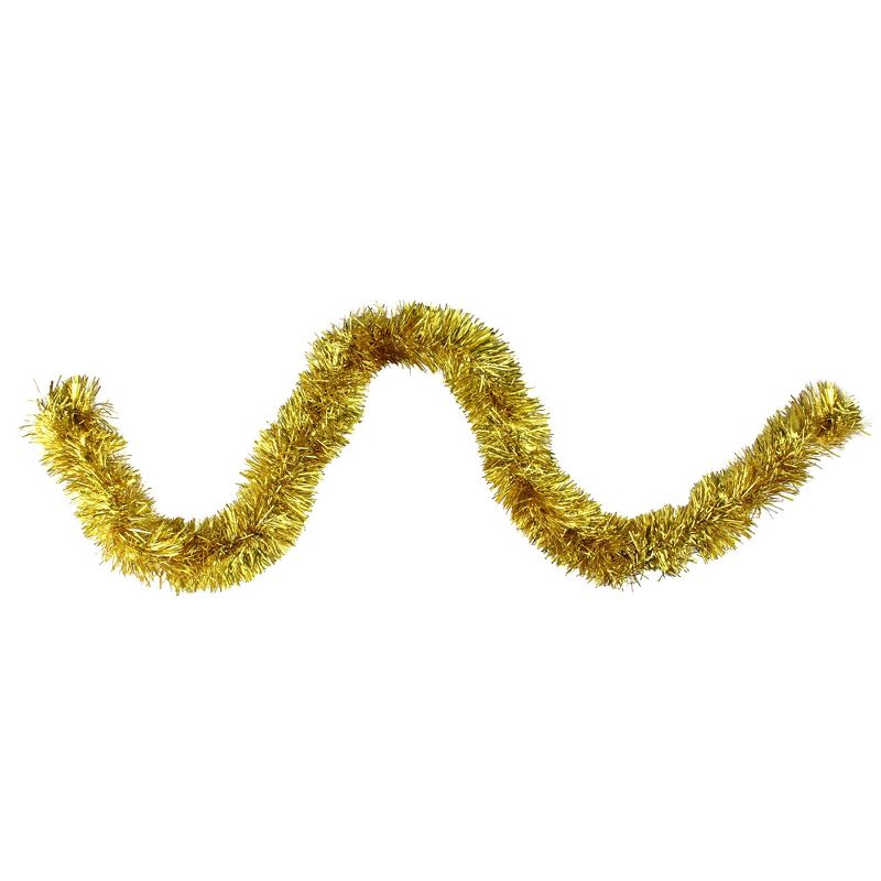 Northlight 50' x 2.5" Unlit Gold 8-Ply Foil Tinsel Christmas Garland, 1 of 5