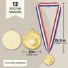 Juvale 12 Pack Soccer Award Medals Adults - Durable Red, White, and Blue 15.5" Ribbon (2 In, Metal, Gold) - 4 of 4