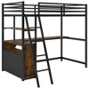 NicBex Twin Size Bunk Bed with Desk Loft Bed Metal Bed Frame with Shelves, Drawers, Inclined Ladder and Guardrail, No Box Spring Required, Black - 3 of 4
