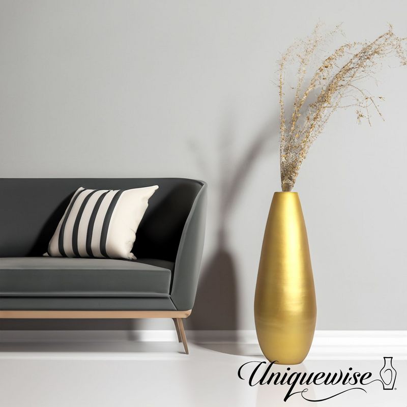Uniquewise 31.5" Spun Bamboo Tall Floor Vase - Sleek Metallic Finish, Elegant Home Decoration, Modern Accent Piece, Living Room Decor, Handcrafted Art, 3 of 10
