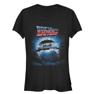 Juniors Womens Back to the Future Retro DeLorean Poster T-Shirt - 1 of 3