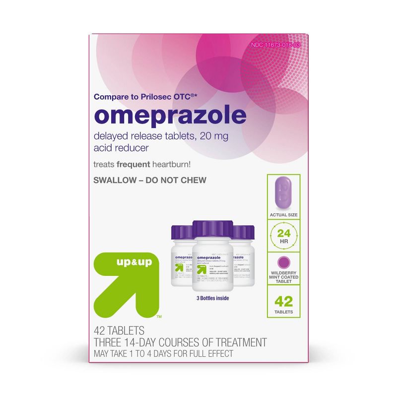 Omeprazole 20mg Acid Reducer Delayed Release Tablets - Wildberry Mint Flavor - 42ct - up &#38; up&#8482;, 1 of 8