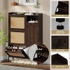 Rattan Shoe Cabinet with Flip Drawers, 3 Tier Narrow Free-Standing Entryway Storage Organizer - 2 of 4