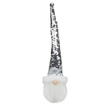 Northlight 13" Silver Sequin Santa With a Pointed Winter Hat Christmas Decor