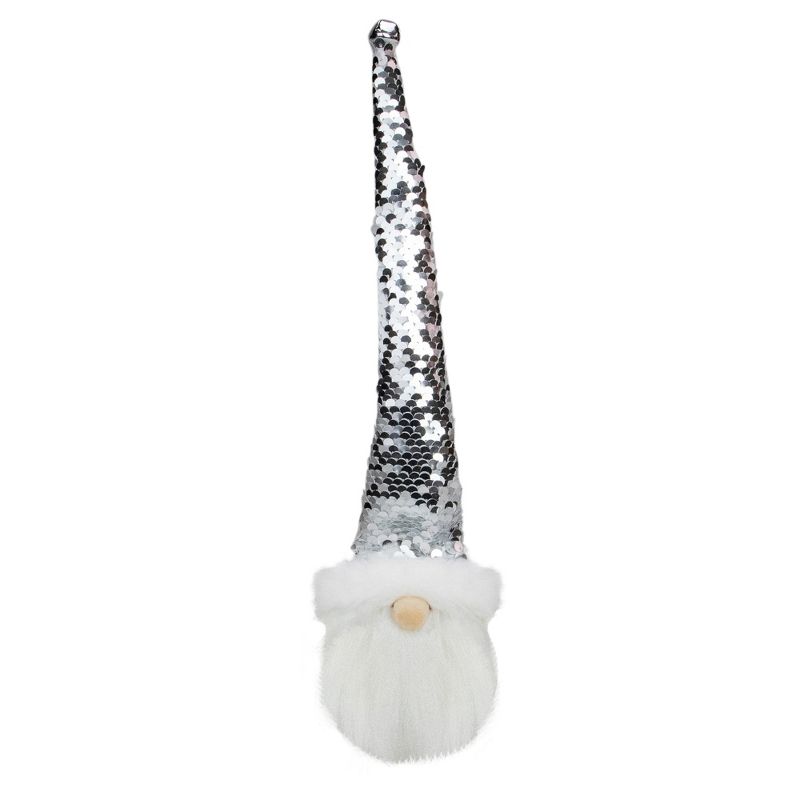 Northlight 13" Silver Sequin Santa With a Pointed Winter Hat Christmas Decor, 1 of 6