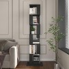 SEVOBAL Decorative Bookshelf 6 Tier Rotating Bookcase with Acrylic Panels and Anti Toppling Base for Living Room, Black, 19.68"*19.68"*74.8" - 3 of 4
