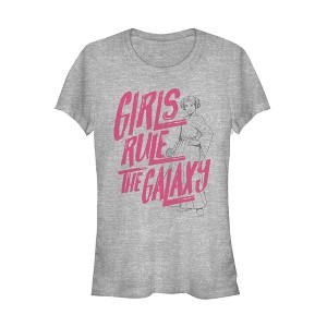 Juniors Womens Star Wars Leia Girls Rule Galaxy T-Shirt - 1 of 3