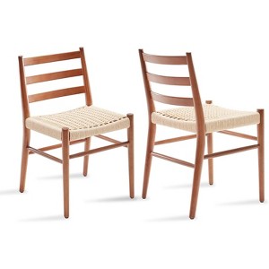 Fontoi Accent Chairs, 2PCS Wood Rattan Dining Room Chairs, Comfortable Chairs with Woven Seat, White, 17"*18.5"*32.1" - 1 of 4