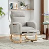 Rocking Chair Nursery, Modern Upholstered Glider Rocker with Side Pocket, High Backrest Padded Seat Accent Armchair for Living Room, Nursery, Bedroom - 4 of 4
