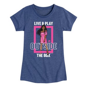 Girls' - Barbie - Live & Play Outside the Box Fitted Short Sleeve Graphic T-Shirt - 1 of 4