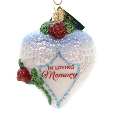 Old World Christmas 4.25" In Loving Memory Ornament Roses Dove Wings  -  Tree Ornaments