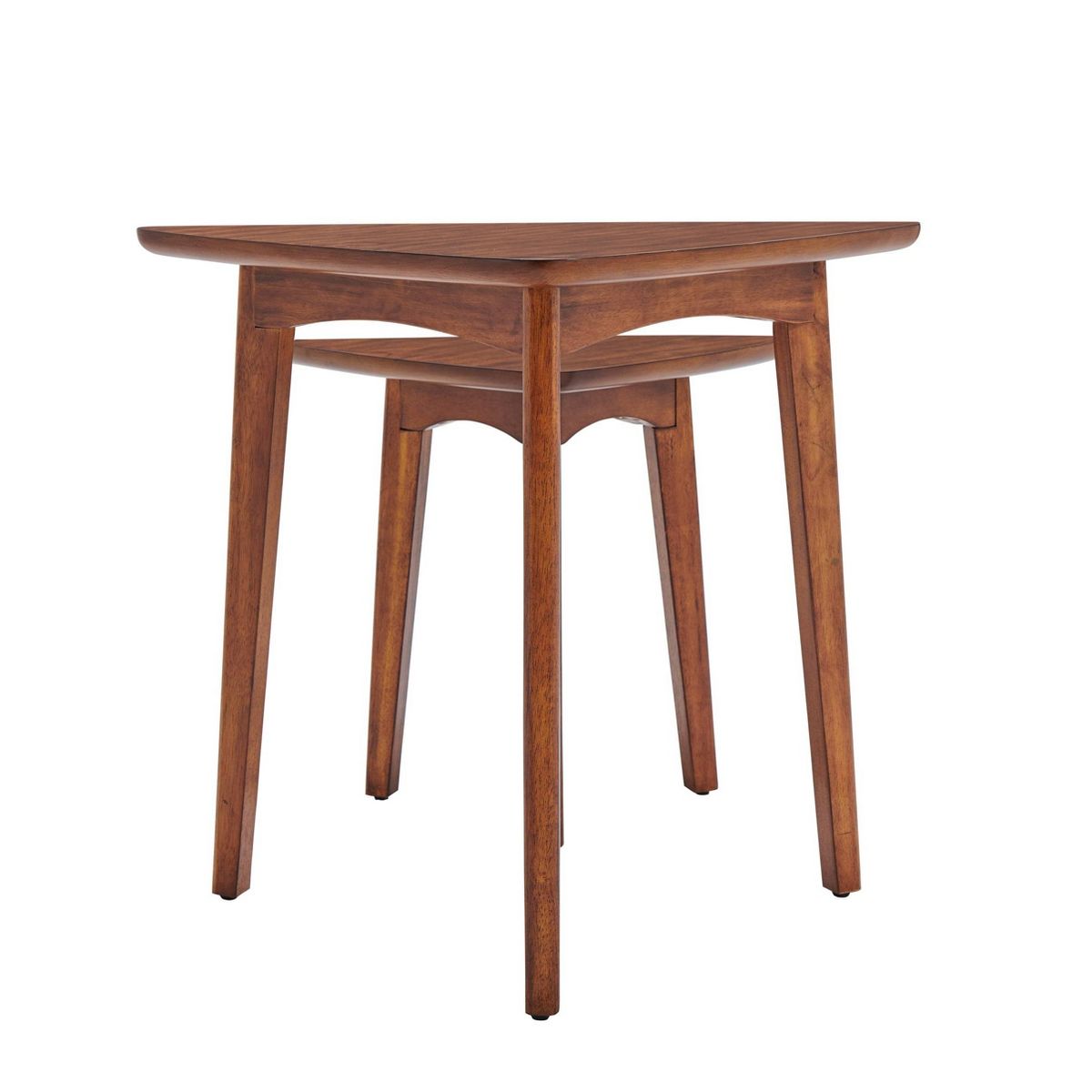 Set of Two Monterey Mid Century Wood Triangular Nesting End Tables Chestnut - Alaterre Furniture - thumbnail 4
