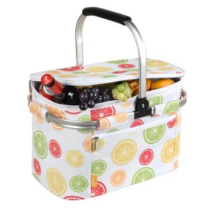 Tirrinia Large Insulated Picnic Basket, 34L Water Resistant & Leakproof Collapsible Portable Cooler Basket Set, with Free Foldable Grocery Bag - 1 of 4