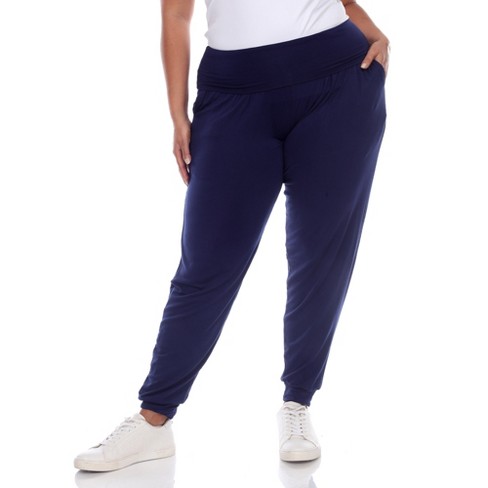 Women's Plus Size Harem Pants Blue 1x - White Mark : Target