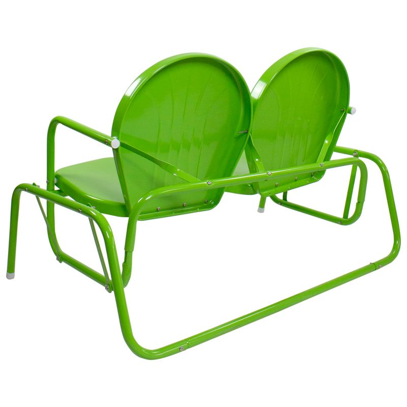 Northlight 48.25" Outdoor Retro Metal Tulip Double Glider Patio Chair, Lime Green, 5 of 6