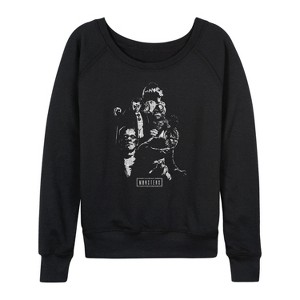 Women's - Universal - Monster Collage Lightweight French Terry Wide Neck Long Sleeve Graphic Shirt - 1 of 4