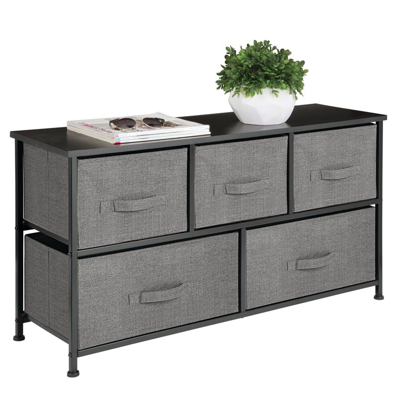 mDesign Wide Storage Dresser Furniture, 5 Removable Fabric Drawers, 1 of 11