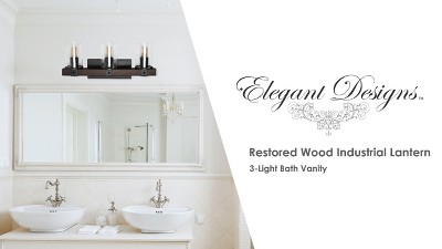 Rustic Restored Wood Look 3-Light Bath Vanity with Glass Shades