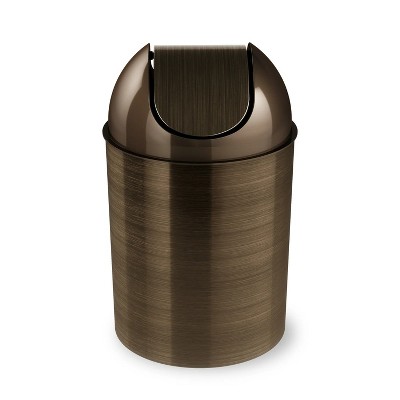 LunaLulinlk 2.5 gal Mezzo Plastic Swing Top Lid Bathroom Trash Can, Bronze