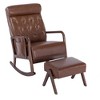 NicBex Rocking Chair with Ottoman Mid Century Modern Upholstered Fabric Accent Chair Armchair with Thick Padded Cushion Glider Rocker Chair, Brown PU - 3 of 4