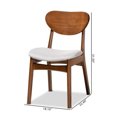 Katya Walnut Brown Wood & Gray Fabric High-Back Dining Chair Set