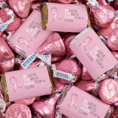 131 Pcs Breast Cancer Awareness Candy Hershey's Miniatures and Pink Kisses  by Just Candy (1.65 lbs approx. 131 Pcs)