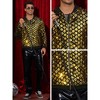 INSPIRE CHIC Men's Zip Up Party Shiny Argyle Sequin Bomber Jacket - 4 of 4
