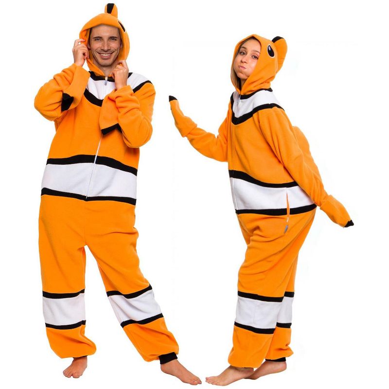 FUNZIEZ! - Clown Fish Slim Fit Adult Unisex Novelty Union Suit Costume for Halloween, 1 of 7