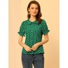 INSPIRE CHIC Women's Elegant Puff Sleeve Polka Dots Peter Pan Collar Vintage Shirt Top - 3 of 4
