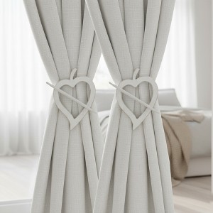Evideco French Home Goods Wooden Heart Curtain Tieback – Decorative and Functional Design - 1 of 4