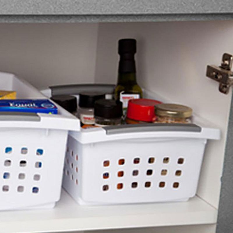 Sterilite Medium Sized Home Stackable Storage & Organization Basket/ Bin, White, 5 of 6