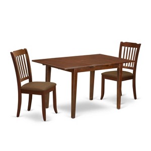 HomeStock 3-Piece Mahogany Finish Rectangular Solid Wood Top With Butterfly Leaf Dining Table Set - 1 of 4