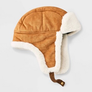 Men's Polyester Faux Suede Faux Fur Trapper Hat - Goodfellow & Co™ Tan - 1 of 4