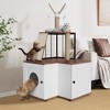 Cat Tree with Litter Box Enclosure, 2-In-1 Modern Cat Tower, Cat Condo with Scratching Posts, Scratching Board, Removable Pompom Sticks - 3 of 4