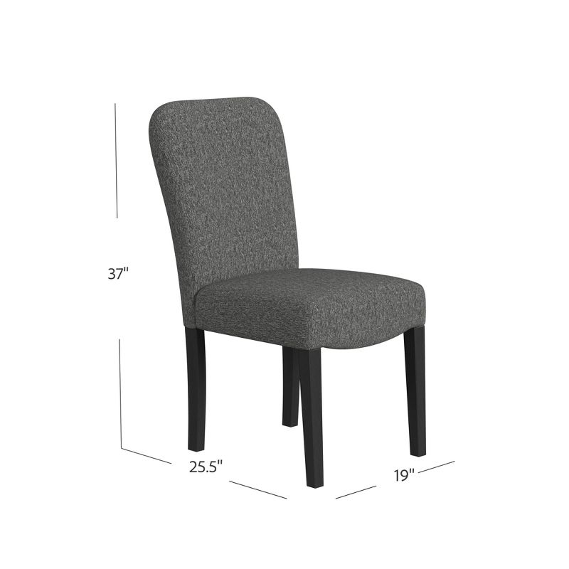 Set of 2 Rounded Back Upholstered Dining Chairs Black - HomePop, 3 of 13