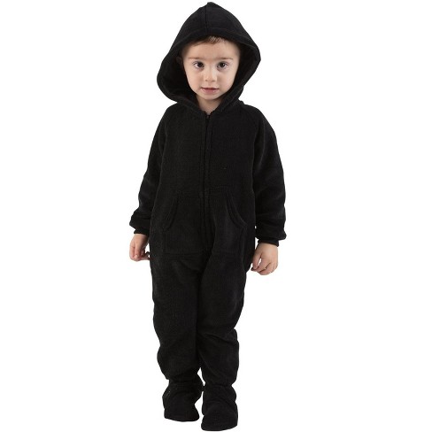 Footed Pajamas - Family Matching - Jet Black Hoodie Chenille Onesie For  Boys, Girls, Men And Women