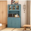 Okak Farmhouse Storage Kitchen Pantry Cabinet with 6 Doors & Microwave Stand,Accent Hutch Cabinet Bookcase for Living Room,Kitchen - 2 of 4