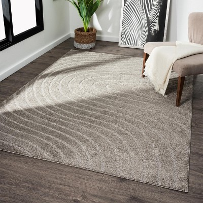 Luxe Weavers Modern Geometric Wave Taupe 9x12 Area Rug