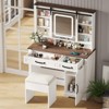 White Makeup Vanity Desk with Sliding Mirror, Lights, Charging Station & Cushioned Stool - 3 of 4