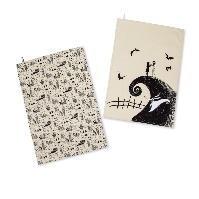 Ukonic Disney The Nightmare Before Christmas Black and White Kitchen Hand Towel Set, 1 of 7