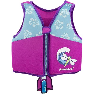 SwimSchool Flex Form Swim Trainer Vest Life Jacket for Ages 2 to 4, Up to 33 Pounds, for Pools and Beach, Pink