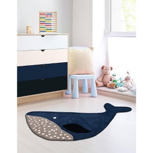 Unique Loom Playtime Kids Wool Collection Area Rug - Whale - 1 of 4