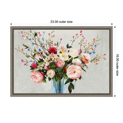 Floral Bouquet Canvas Wall Art in Wooden Frame, 23 x 16 inches